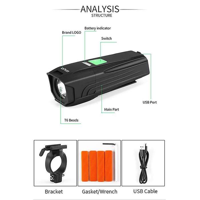 Led Bike Flashlight Usb Rechargeable Headlight for Bicycle Strong Cycling Lamp Bike Front Handlebar