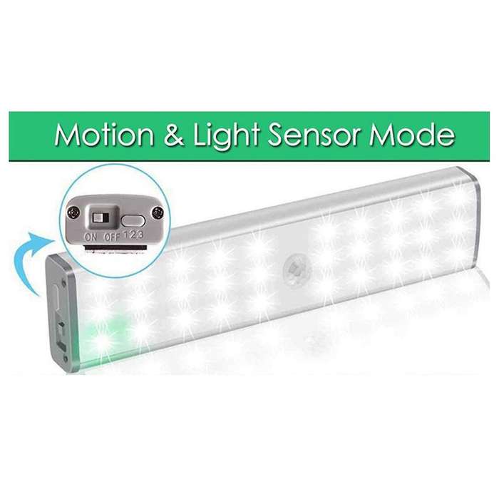 LED Closet Light, 30 LED Motion Sensor Under Cabinet Lights with Remote,Rechargeable for Counter Cab
