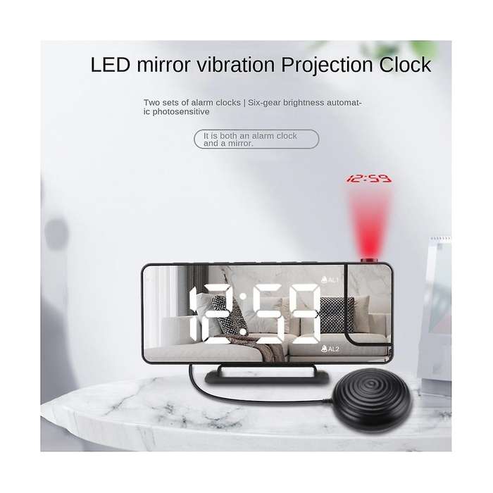 Led Digital Vibration Alarm Clock Multifunctional Vibration Projection Clock Led Mirror Electronic