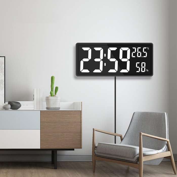 Led Digital Wall Clock, Digits Display,indoor Temperature&humidity,for Farmhouse, Home,classroom,off
