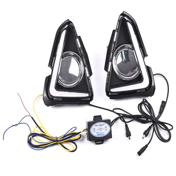 LED DRL Daytime Running Light Fog Lamp 12V Car Running Lights for 4 2016 2017 2018(White+Yellow Ligh