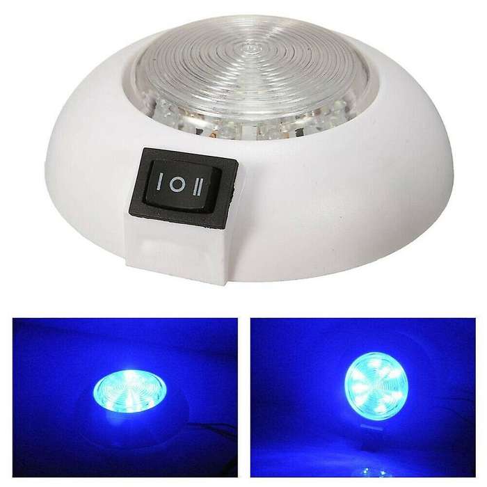 LED Dual White Blue RV Caravan Trailer Boat Interior Ceiling Dome Light 12V