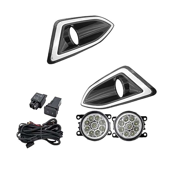 LED Fog Light Headlight Chrome Fog Lamp Cover Grill Bezel Switch Foglights Assembly for Edge 2015-20