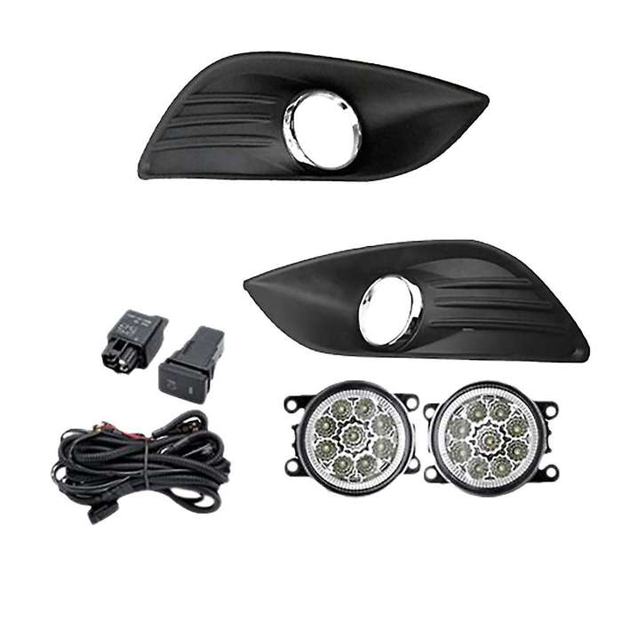 LED Fog Light Headlight Chrome Fog Lamp Cover Grill Bezel Switch Foglights Assembly for Focus MK2 20