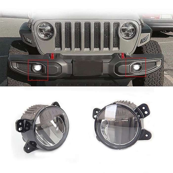 LED Fog Lights DRL Running Lights for Wrangler JL 2018 2019 2020 with Plastic Bumper Relector LED Fo