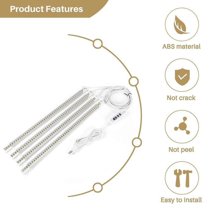 LED Grow Light Strips, Full Spectrum Grow Lights for Indoor Plants with Auto On/Off 3/9/12H Timer