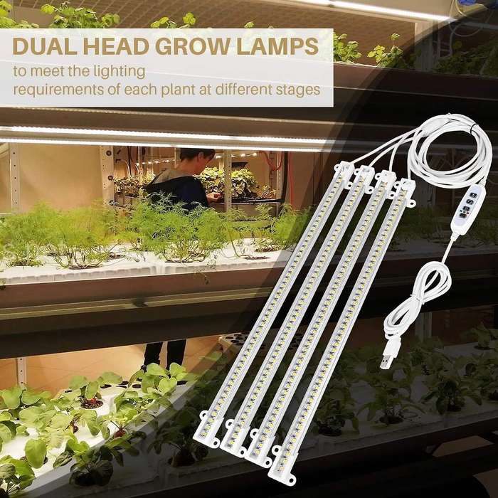 LED Grow Light Strips, Full Spectrum Grow Lights for Indoor Plants with Auto On/Off 3/9/12H Timer