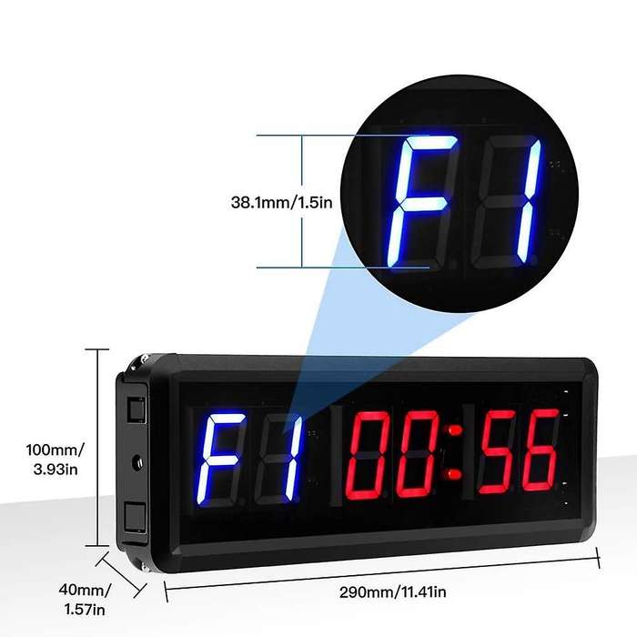 LED Interval 1.5Inch 6 Digits Gym Workout Timer Count Down Clock Stopwatch Timer with Remote for Hom