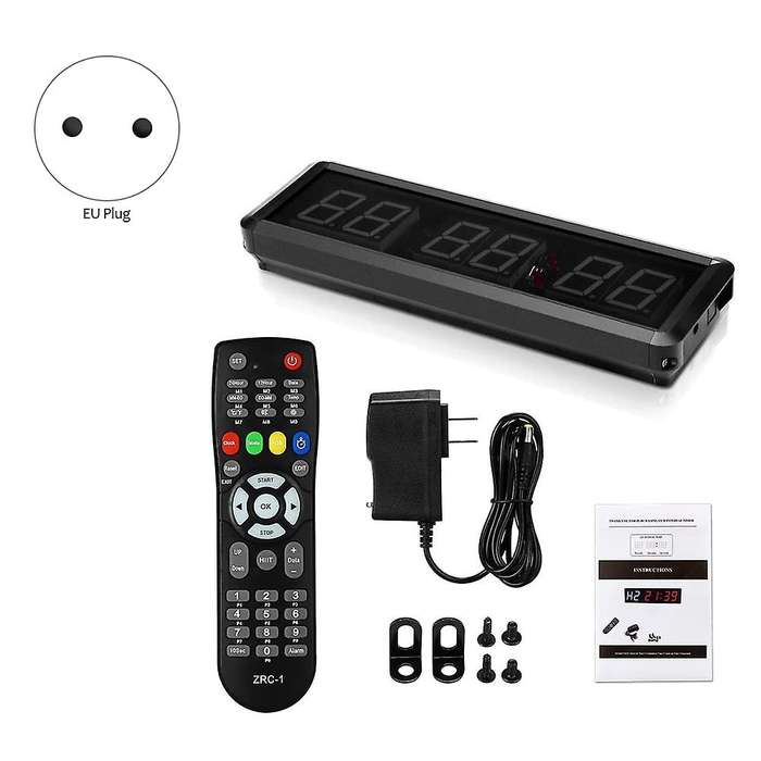 LED Interval 1.5Inch 6 Digits Gym Workout Timer Count Down Clock Stopwatch Timer with Remote for Hom