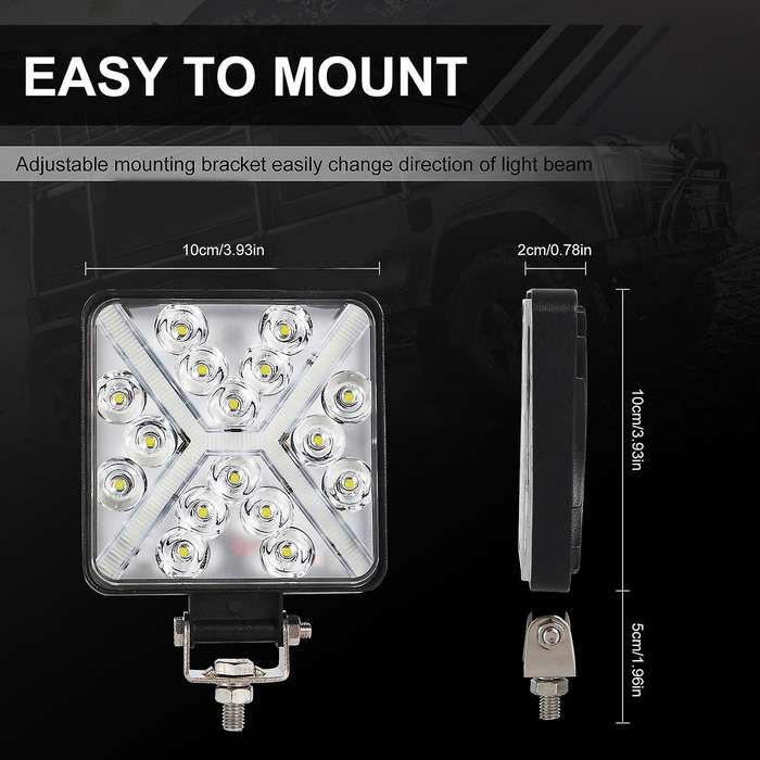 LED Light Bar 2PCS 4 Inch 168W Square Work Light Fog Lights Waterproof Truck Car Boat Motorcycle ATV