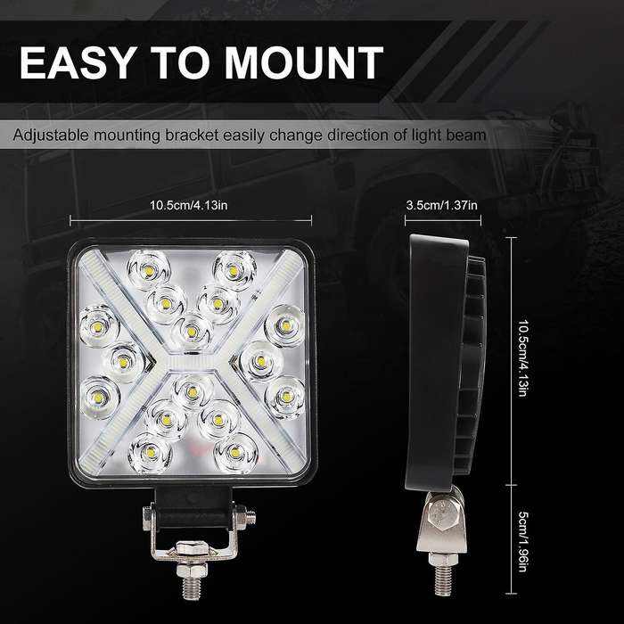 LED Light Bar 2PCS 4 Inch 168W Square Work Light Fog Lights DRL Waterproof Truck Car Boat Motorcycle