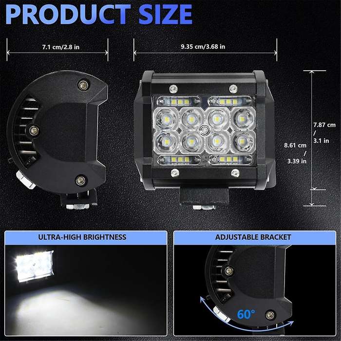 LED Light Bar, LED Light Pods 4 Inch 60W 6000Lm LED Truck Work Lights Spot Lights LED Pods for Boat