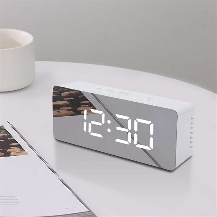 LED Mirror Digital Clock Bedroom Office Travel Electronic Table Clock Desktop Alarm Clock Temperatur