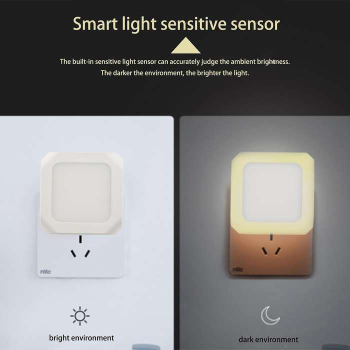 LED Night Light Children,Night Light Socket with Sensor, Brightness Infinitely Adjustable,Bedroom,W