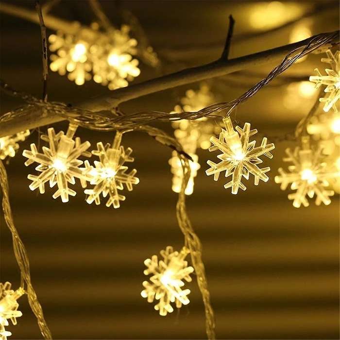 LED Snowflake String Light Outdoor for Christmas Garden Decor for Holiday Lighting Decor Wedding Dec