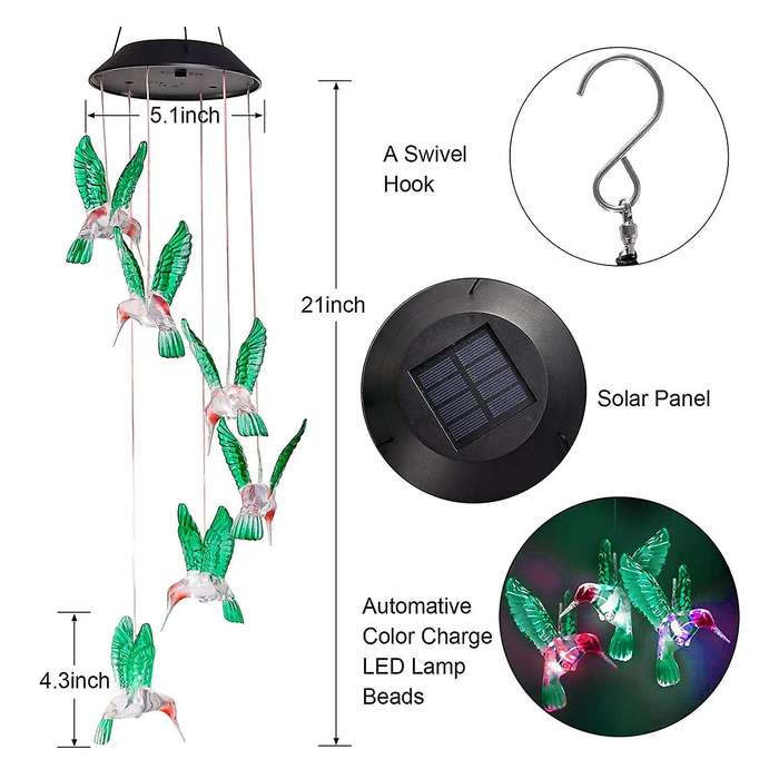 Led Solar Hummingbird Wind Mothers Day Birthday Women Grandma Best Gifts Indoor Outdoor Decor Yard