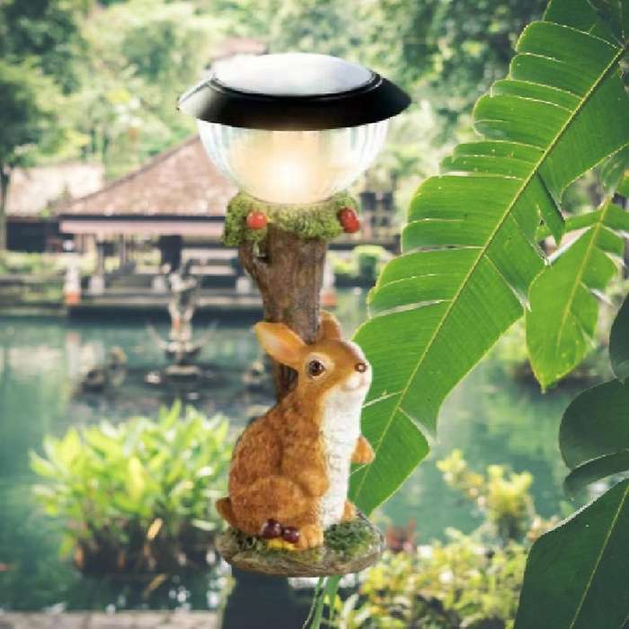 Led Solar Light Rabbit Resin Figurine Light Outdoor Garden Lawn Lamp Yard Art Ornaments Elf Animal C