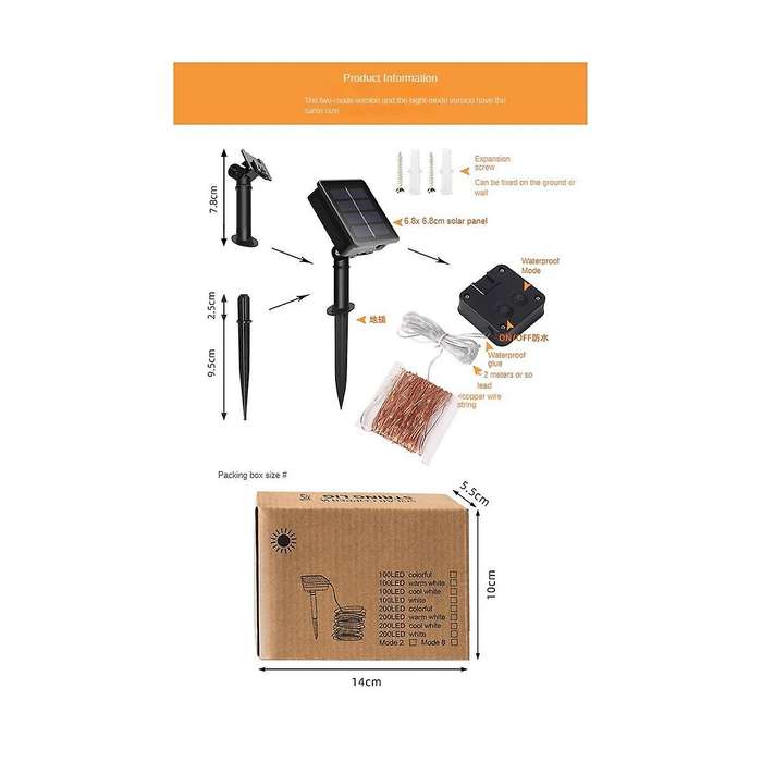 LED Solar Fairy Lights Outdoor Solar Lights Waterproof Solar Lights with 8 Modes Decoration for Gard