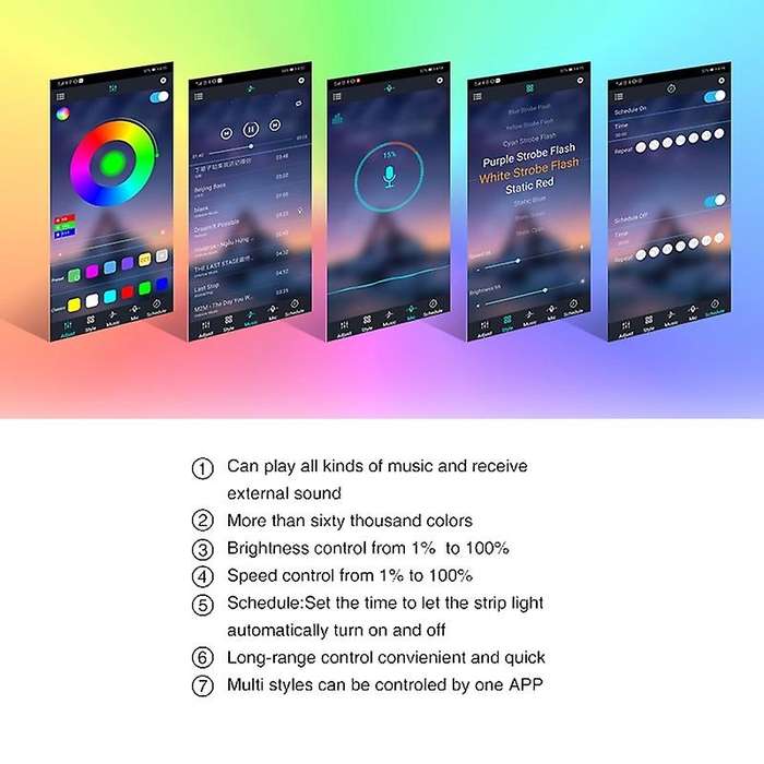 LED Strip Lights RGB Strips 5050 Music Sync Color Changing 40 Key Remote Control for Home Bedroom TV