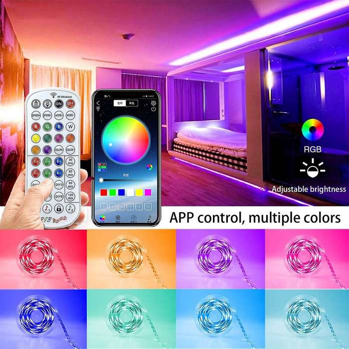 LED Strip Lights RGB 5050 Tape Lights Color Changing with Remote for Bedroom LED Light Strips 10M EU
