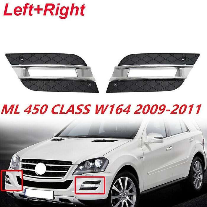 Left + Right DRL Light Cover Front Bumper Grilles for - W164 ML450 ML CLASS 2009-2011