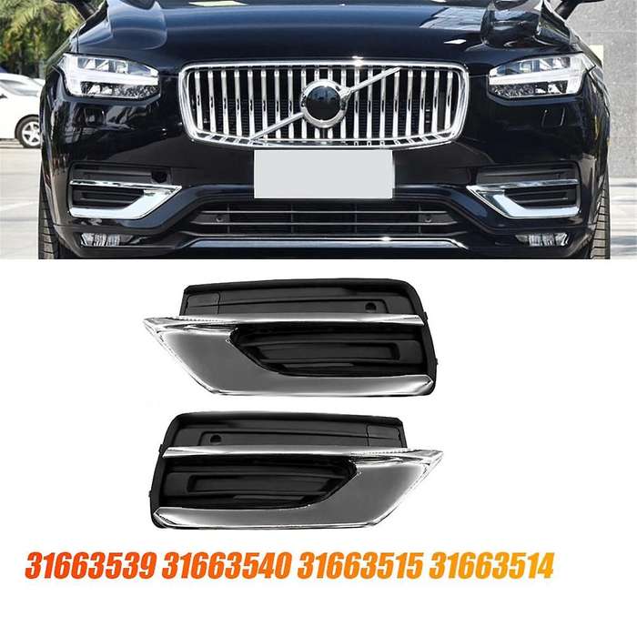 Left Front Lower Bumper Fog Light Grille Trim Chrome Cover 31663514 for XC90 19-22 31663512 31663518