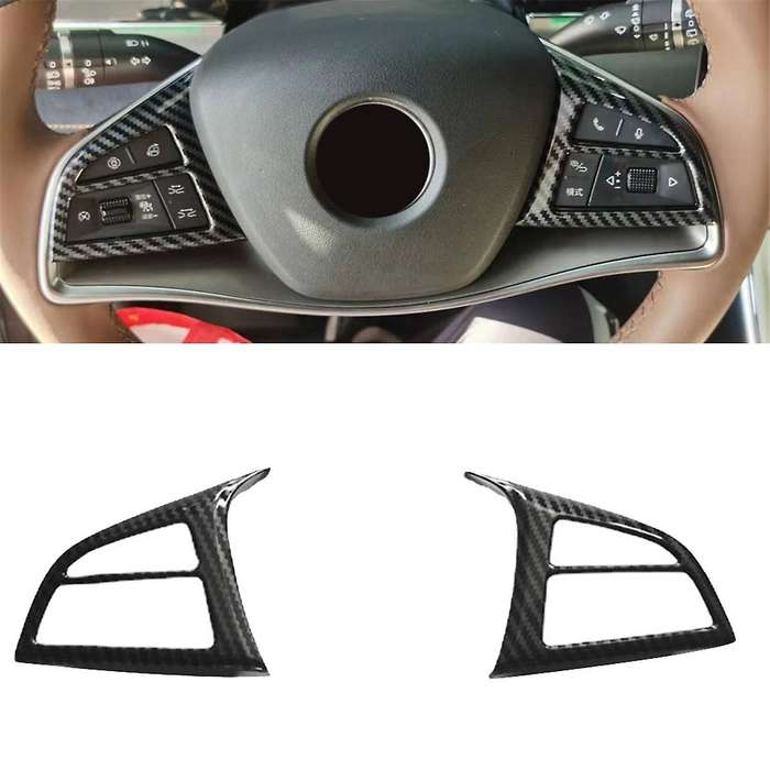 Left Right Steering Wheel Frame Decor Switch Button Cover Trim Decoration Carbon Fiber Look for TAN