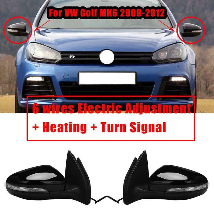 Left Side Door Rear View Mirror Assembly LH 6 Lines for Golf MK6 2009-2012 with Electric Adjustment