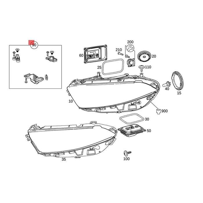 Left Side Headlight Repair Bracket Mount Kits A1778201701 for A CLA Class W177 W118 2018-2022 Fixed