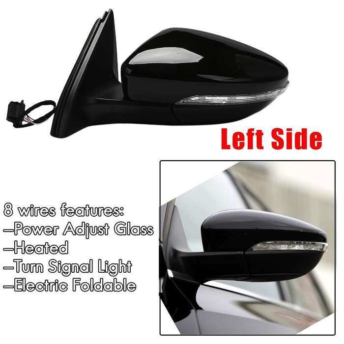 Left Side Rear View Mirror Assembly Power Glass Heated Turn Signal Foldable 8 Wires for 2011-2018 5C