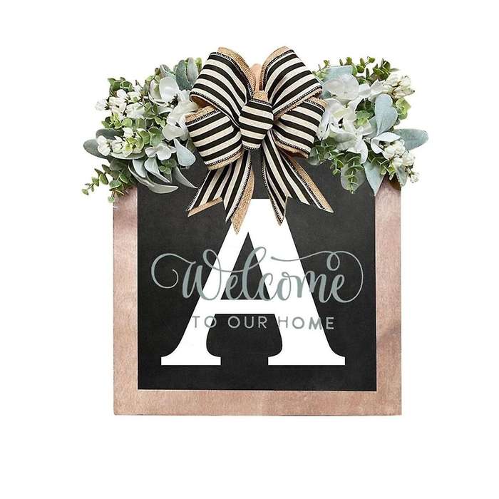 Letter Front Door Wreath Wooden Sign Pendant Welcome Sign Decoration Crafts Door Hanging