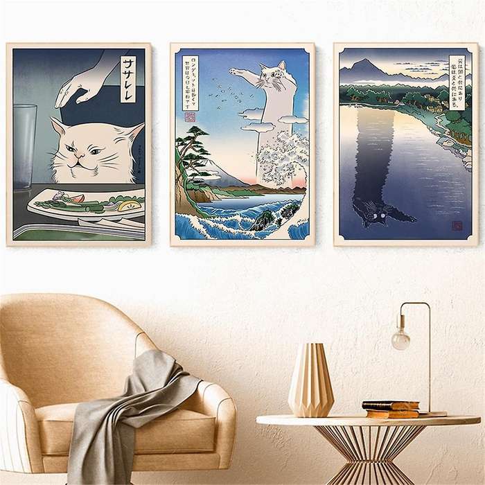 L-Funny Japanese Woman Yelling At , Canvas Painting Wall Art Poster Print for Home Decor