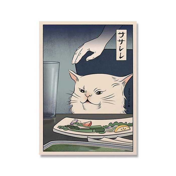 L-Funny Japanese Woman Yelling At , Canvas Painting Wall Art Poster Print for Home Decor