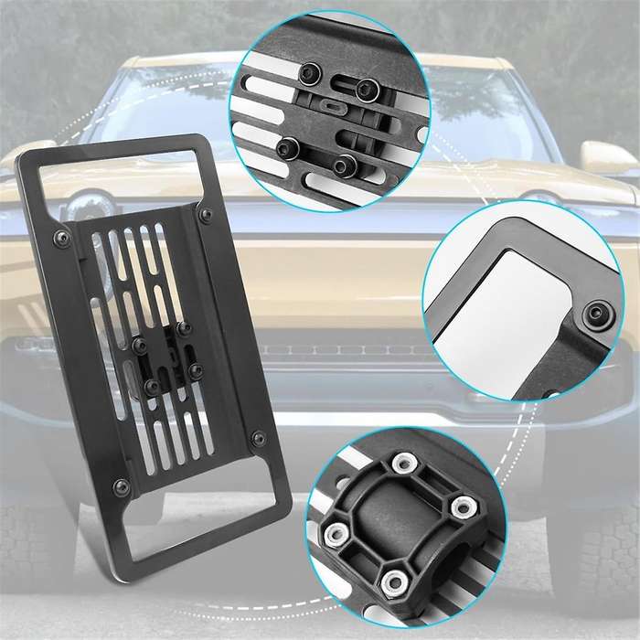 License Plate Bracket for R1T R1S 2022-2024, Front Tow Hooks License Plate Mount License Plate Fram