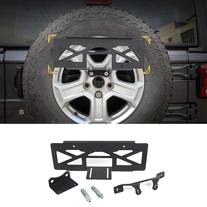 License Plate Holder for Wrangler JL 2018 2019 2020 2021 Car Rear Spare Tire License Plate Mount Bra