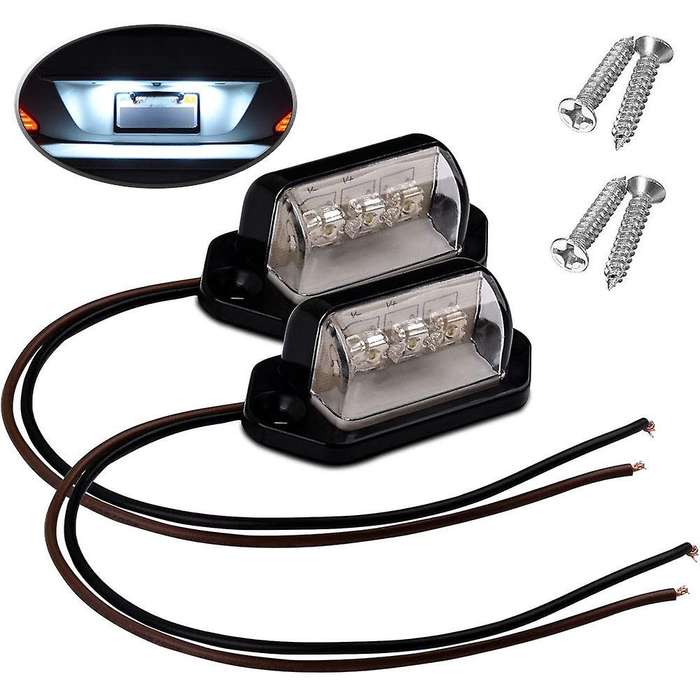 License Plate Light, 3 LED 12V 24V LED Exterior License Plate Light Waterproof Super Bright for Car