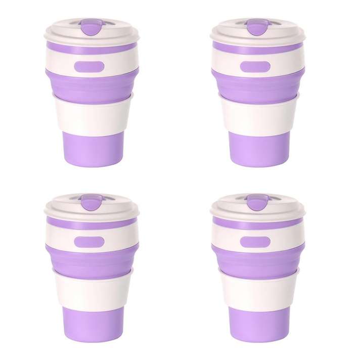 Light Purple Silicone Foldable Travel Cup-Camping Cup, Foldable Water Cup, Adult Drinking Cup with