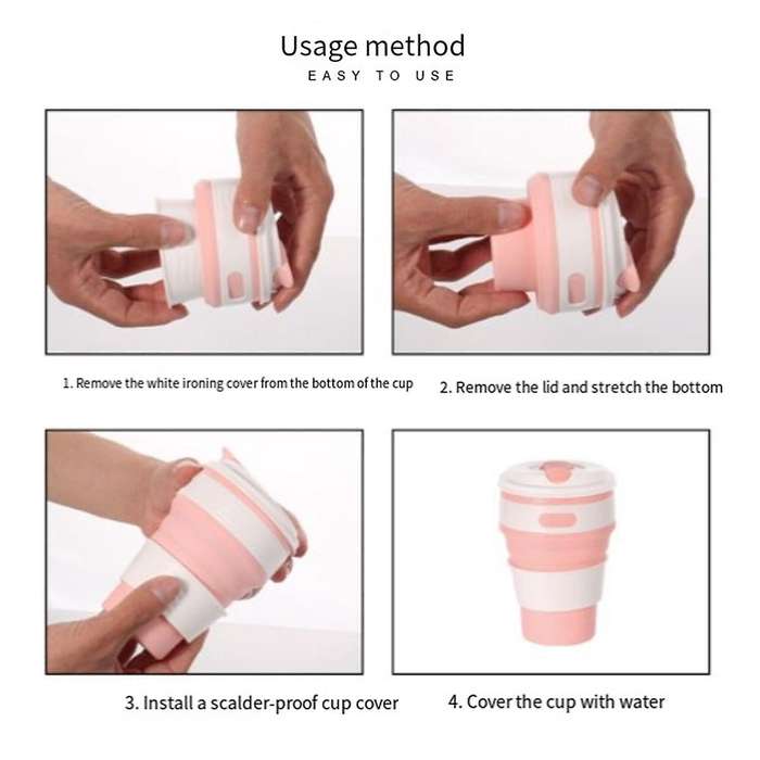 Light Green Silicone Foldable Travel Cup-Camping Cup, Foldable Water Cup, Adult Drinking Cup with L