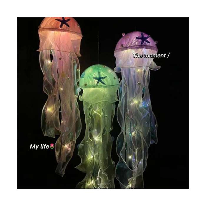 Little Mermaid New Portable Luminous Jellyfish LED Lantern Colorful Ribbon Flashing Light Small Mer