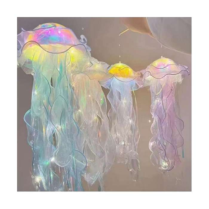 Little Mermaid New Portable Luminous Jellyfish LED Lantern Colorful Ribbon Flashing Light Small Mer