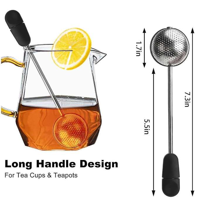 Long Handle Twisting Tea Ball, 2Pcs Tea Ball Infuser for Loose Tea, Reusable Loose Leaf Tea Steeper