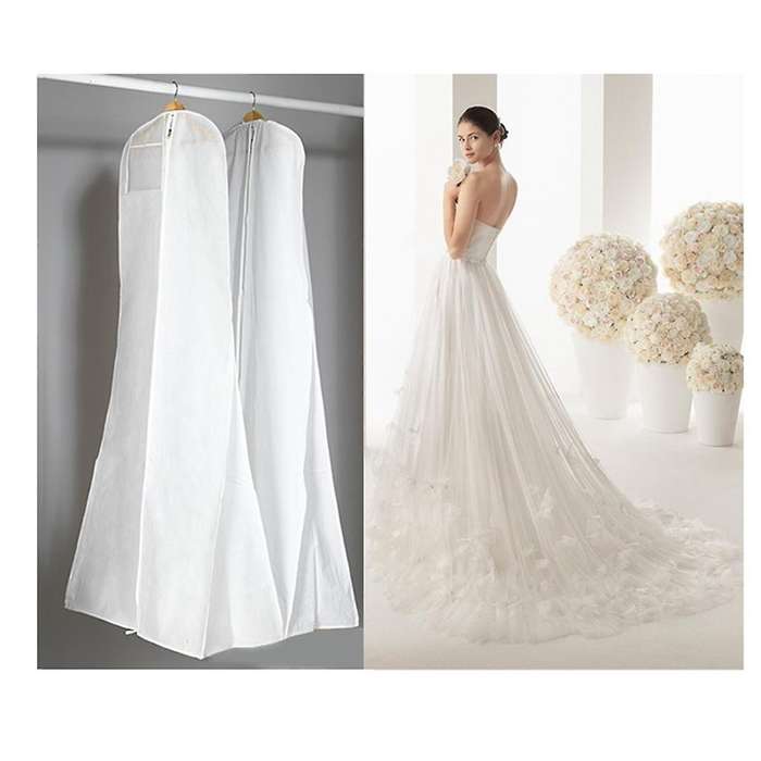 Long Wedding Dress Bag Cover Evening Dress Dust Cover Bridal Garment Storage Bag Nonwoven Wedding Dr