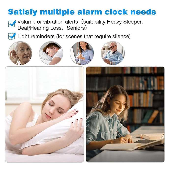 Loud Alarm Clock for Heavy Sleepers Adults,dual Alarm Clock with Bed Shaker,for Bedrooms,6.5in Displ