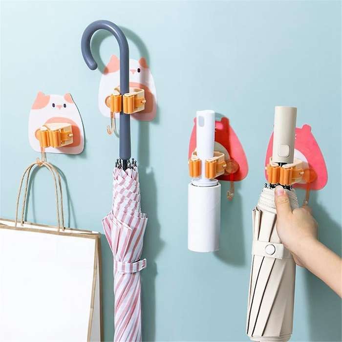 Lovely Bear Mop Holder Hook Included, Strong Load Capacity, Waterproof, Easy Installation, Multicol