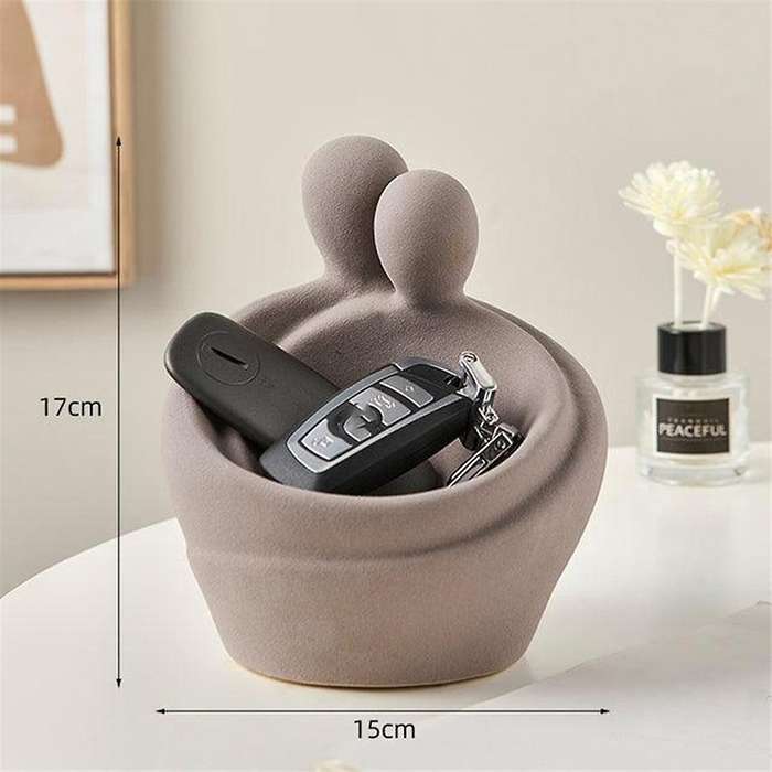 Lovers Statue with Bowl Storage Box for Keys Jewelry Figurine Resin Home Decor Table Decoration Sulp