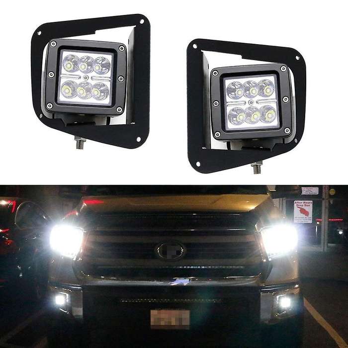 Lower Bumper 3 inch Cube Dually Fog Light Mount Bracket Kit for - 2014-2018
