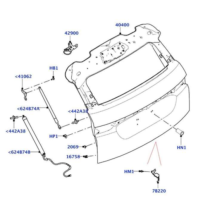 Lr114632 Rear Power Liftgate Support for Range Evoque 2020- Lh/rh Trunk Strut