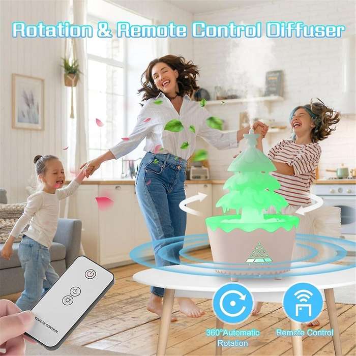 Lucky Tree Aromatherapy Essential Oil Diffusers Rotatable Water Drip Humidifier for Home 250ml 7 Col