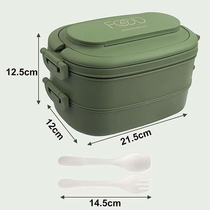 Lunch Box,leakproof Bento Box for Kids Adults,cutlery Set Green