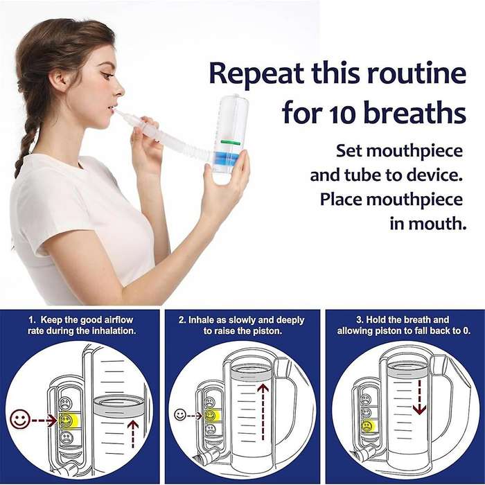 Lung Exerciser Device, Breathing Trainer - 5000ML Inhale Volume Measurement, Equipped with Ball Flow
